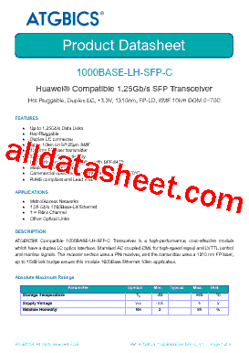 1000BASE-LH-SFP-C型号图片