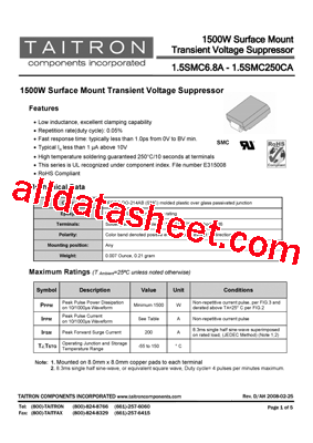 15SMC180A型号图片