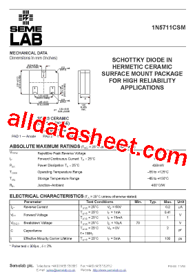 1N5711CSM型号图片