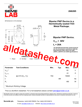 2N6285型号图片