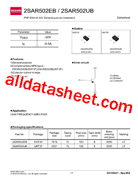 2SAR502UBTL型号图片