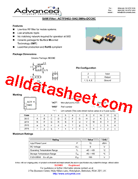ACTF9402-1842.5MHZ-DCC6C型号图片