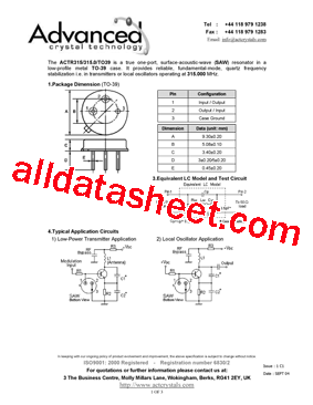 ACTR315/315.0/TO39型号图片