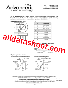 ACTR868/868.0/TO39型号图片