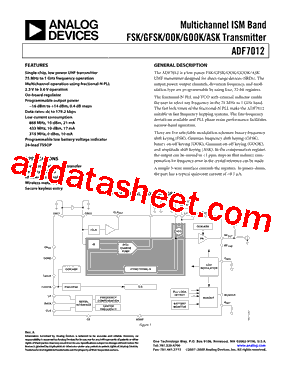 ADF7012BRUZ-RL7型号图片