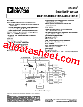 ADSP-BF533WYBZ-4A型号图片