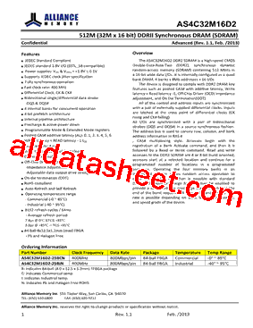 AS4C32M16D2-25BIN型号图片