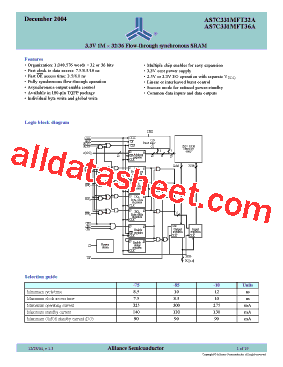 AS7C331MFT36A-10TQI型号图片