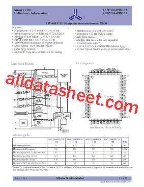 AS7C3364PFS36A-166TQI型号图片