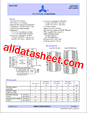 AS7C34096-15JIN型号图片