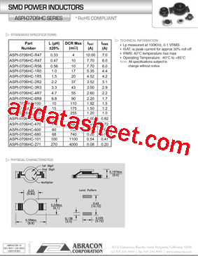 ASPI-0706HC-R47型号图片