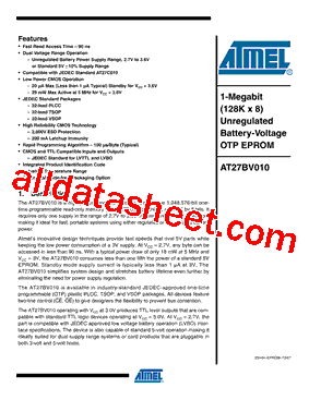 AT27BV010-90VI型号图片