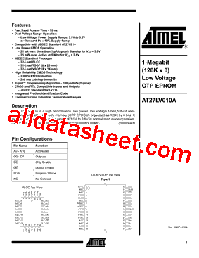 AT27LV010A-15JC型号图片