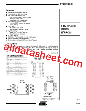 AT28C64E-15JC型号图片