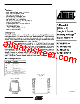 AT49BV010-15JC型号图片