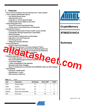 AT88SC0104CA-TU型号图片