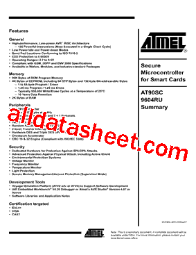 AT90SC9604RU型号图片