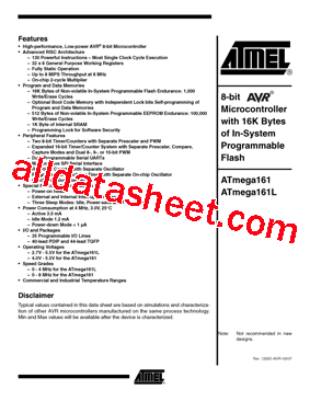 ATMEGA161-4PI型号图片