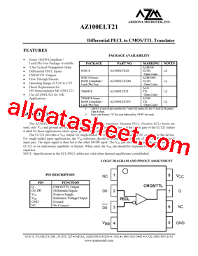 AZ100ELT21DG型号图片