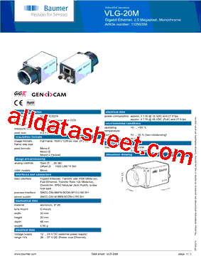 BAUMER_VLG_20M型号图片