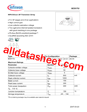 BC817UE6327型号图片