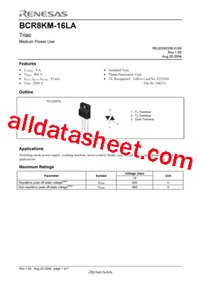 BCR8KM-16LA-A8型号图片