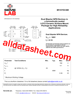 BF257DCSM型号图片