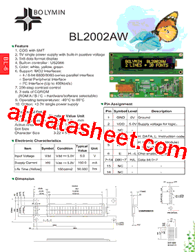 BL2002AW型号图片