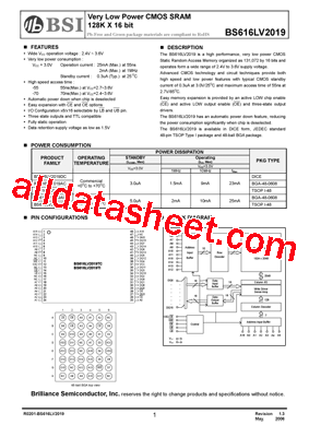 BS616LV2019AIP70型号图片