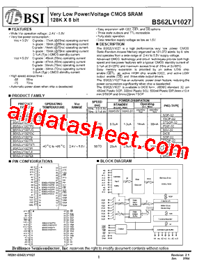 BS62LV1027JI型号图片