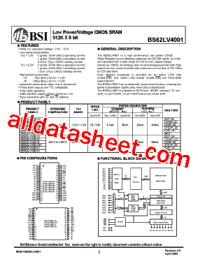 BS62LV4001DC型号图片