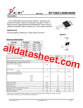 BT138F-600E型号图片