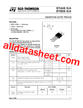 BTA08-600SWRG型号图片