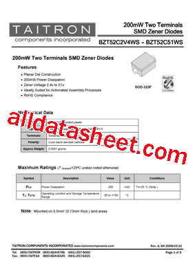 BZT52C20WS型号图片