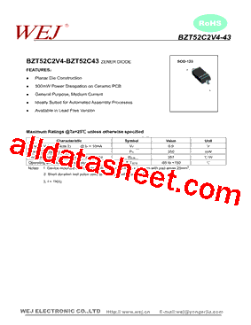 BZT52C2V4-43型号图片