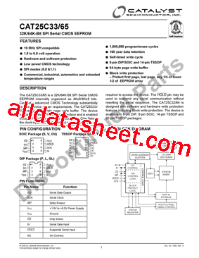 CAT25C33GLS-1.8TE13型号图片