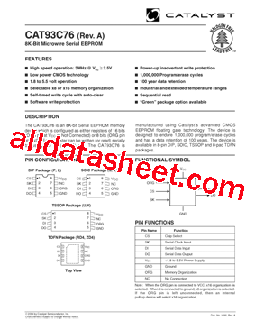 CAT93C76UATE13型号图片