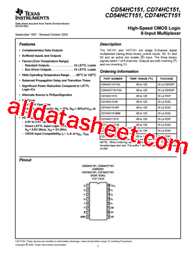 CD54HC151型号图片