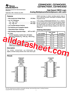 CD74HCT4351EE4型号图片