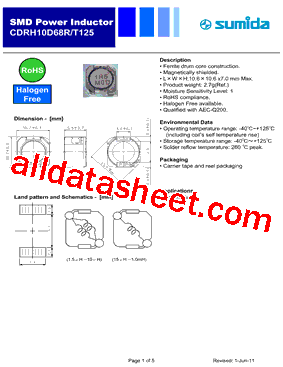 CDRH10D68RT125NP-1R5NC型号图片