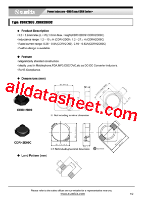 CDRH2D09NP-2R2MB型号图片