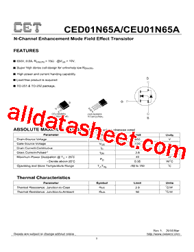 CED01N65A型号图片