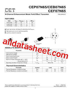 CEF07N65型号图片