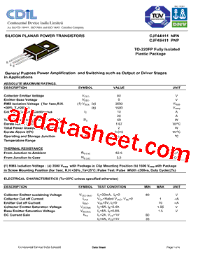 CJF44H11NPN型号图片