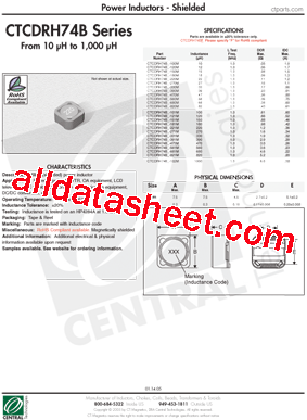 CTCDRH74B-100M型号图片