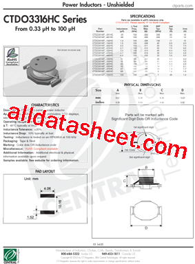 CTDO3316P-152HC型号图片