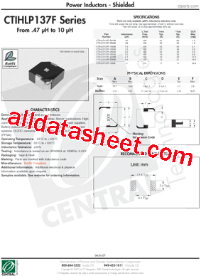 CTIHLP137F-2R2M型号图片