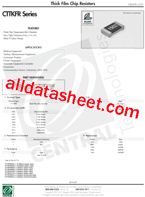 CTTKFR0603JTE1000型号图片