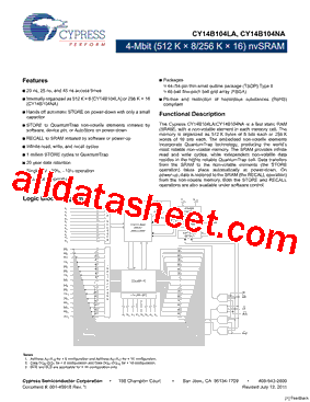 CY14B104NA-ZSP25XI型号图片
