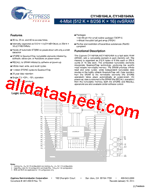 CY14B104NA-ZSP45XI型号图片
